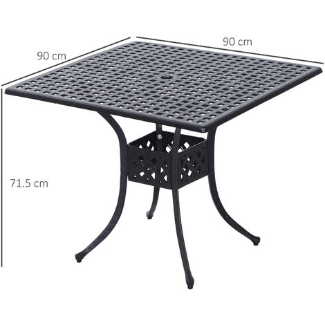Outsunny 90cm Square Outdoor Patio Garden Dining Table with Umbrella Hole main image 0