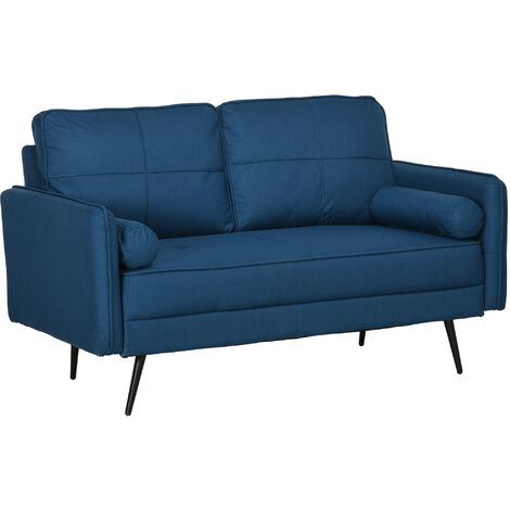 HOMCOM 2 Seater Sofa 143cm Modern Fabric Couch Back Cushions and ...