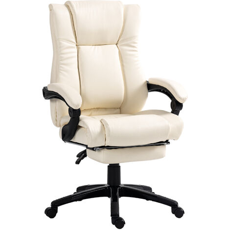 Vinsetto Executive Home Office Chair, Computer Chair, with Foot Rest Cream