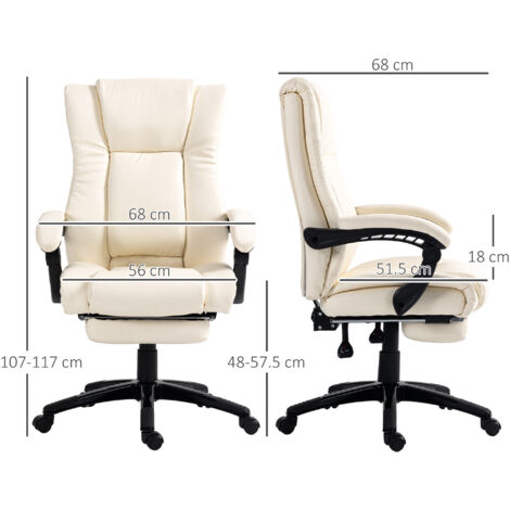 Vinsetto Executive Home Office Chair, Computer Chair, with Foot Rest Cream