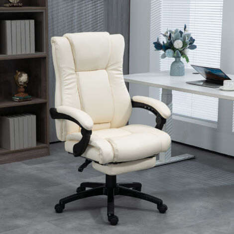 Vinsetto Executive Home Office Chair, Computer Chair, with Foot Rest Cream