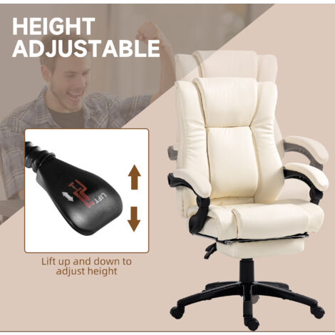 Vinsetto Executive Home Office Chair, Computer Chair, with Foot Rest Cream
