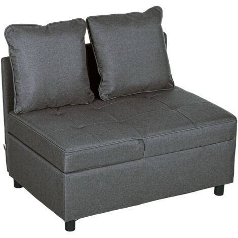HOMCOM Folding Sleeper Sofa Bed Chair with Pillows, Pocket Grey