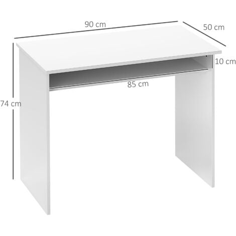 HOMCOM Computer Desk Writing Table Study Workstation Storage High Gloss White