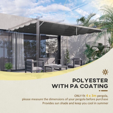 Outsunny Pergola Shade Cover Replacement Canopy for 4 x 3(m) Pergola Grey