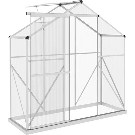 Outsunny 6 x 2.5ft Polycarbonate Greenhouse Aluminium Green House Silver