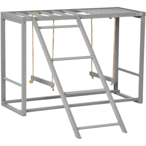 PawHut Chicken Activity Play Chicken Coop with Swing Set for 3-4 Chickens, Grey