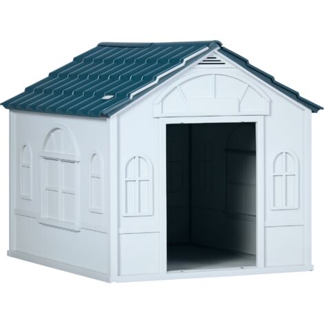 PawHut Weather-Resistant Dog House, Puppy Shelter for Medium Dogs Blue (1/5)