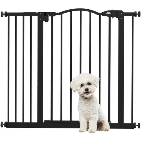 PawHut Adjustable Width and Tall Metal Pet Gate Safety Barrier w/Auto-Close Door 78H x 74-94Wcm