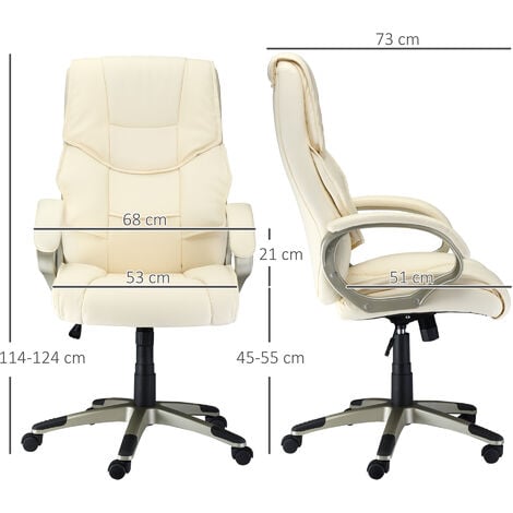 HOMCOM Executive Office Chair Faux Leather Computer Desk Chair w/ Wheel White