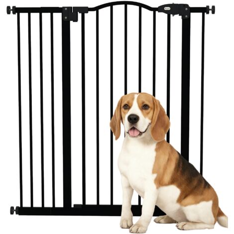 PawHut Adjustable Width and Tall Metal Pet Gate Safety Barrier w/Auto-Close Door 94H x 74-94Wcm