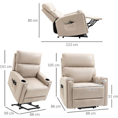 HOMCOM Lift Chair for Living Room, Recliner Chair with Vibration Massage, Heat