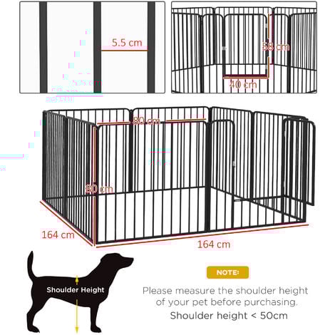 PawHut 8 Panels Heavy-Duty Dog Playpen for Dogs 80W x 80Hcm