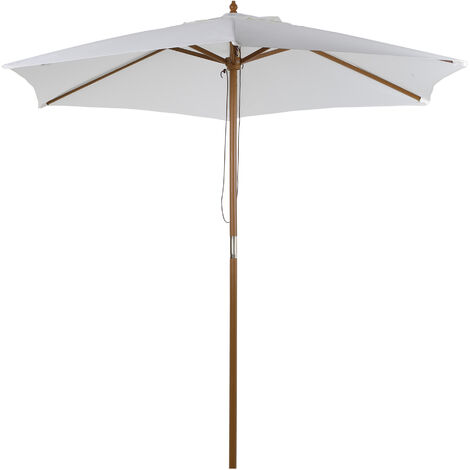 Outsunny 2.5m Wood Garden Parasol Sun Shade Patio Outdoor Wooden Umbrella Canopy White