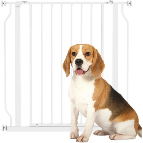 PawHut Dog Gate Wide Stair Gate w/ Door Pressure Fit White