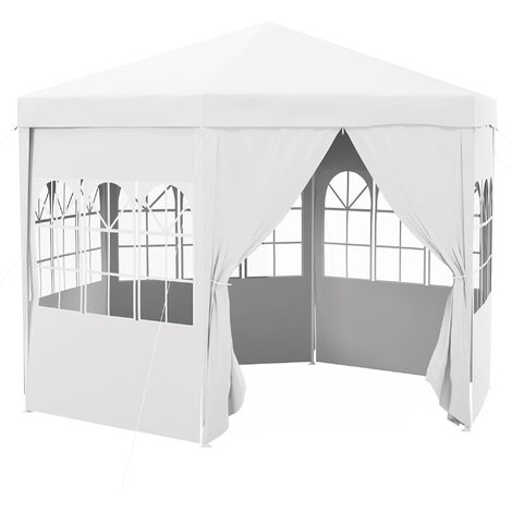 Outsunny 3.9m Outdoor Gazebo Canopy Party Tent with 6 Removable Side Walls White