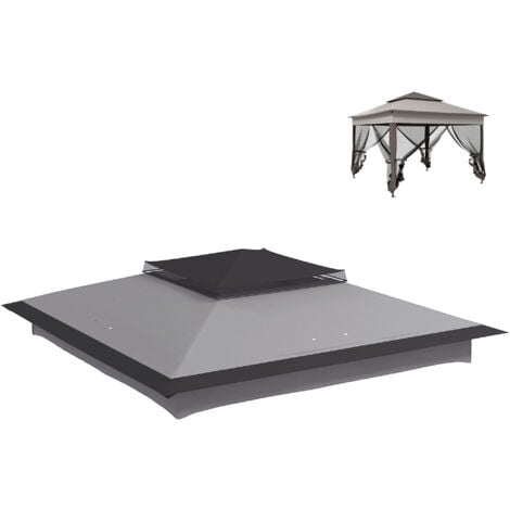 Outsunny 3.25mx3.25m 2-Tier Gazebo Cover Replacement, 30+ UV Protection Grey
