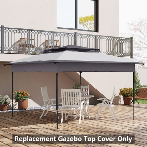 Outsunny 3.25mx3.25m 2-Tier Gazebo Cover Replacement, 30+ UV Protection Grey