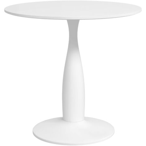 HOMCOM Round Dining Table with Steel Base for Living Room, Dining Room White