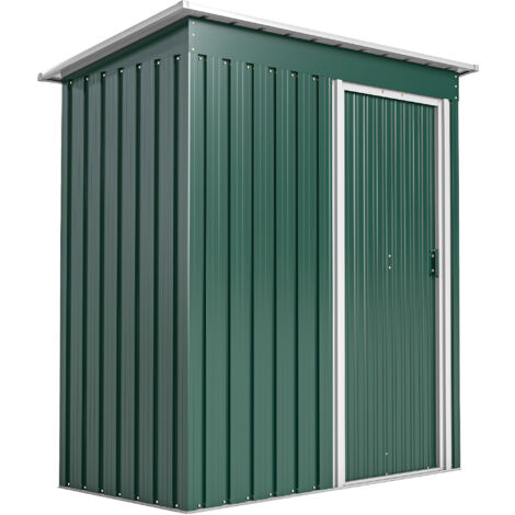 Outsunny 5 x 3ft Garden Storage Shed Sliding Door Sloped Roof Tool Green