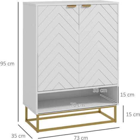 HOMCOM Shoe Cabinet with 2 Chevron Doors, Adjustable Shelf for 12 Pairs