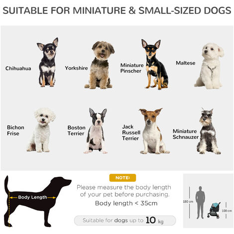 PawHut Dog Stroller for XS Dogs, S Dogs, Cats with Rain Cover Dark Green