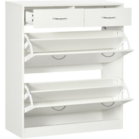 HOMCOM Slim Shoe Cabinet with 2 Flip Drawers for 12 Pairs of Shoes White (1/5)