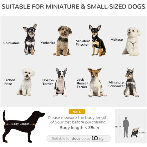 PawHut Pet Stroller for XS and S Dogs w/ Rain Cover Brown