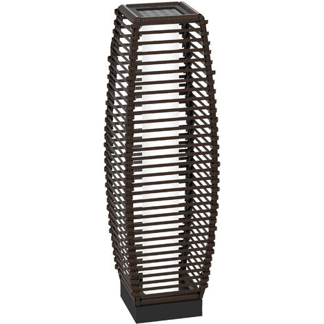 Outsunny Solar Floor Lamp with Auto On/Off LED Lights for Porch, Yard Brown