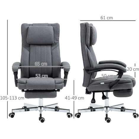 HOMCOM Executive Office Chair Reclining Office Chair with Headrest Dark Grey