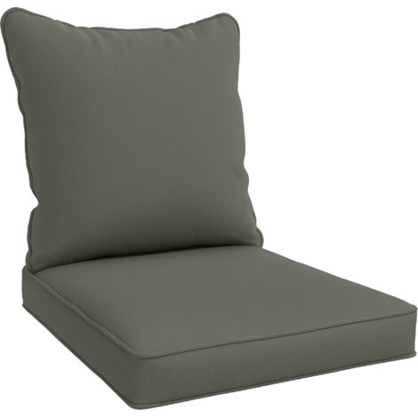 Outsunny Garden Chair Cushion with Seat & Back Pad, CUSHION ONLY Charcoal Grey