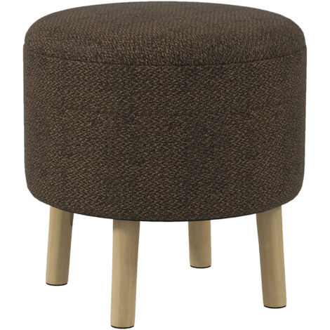 HOMCOM Storage Ottoman, Round Stool Chair with Cushioned Top, Hidden Space Dark Grey