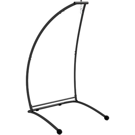 Outsunny Hammock Chair Stand with Metal Frame C Shape Hammock Stand Only, Black (1/5)
