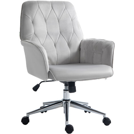 Vinsetto Computer Chair w/Armrest Modern Style Tufted For Home Office Dining Room Light Grey