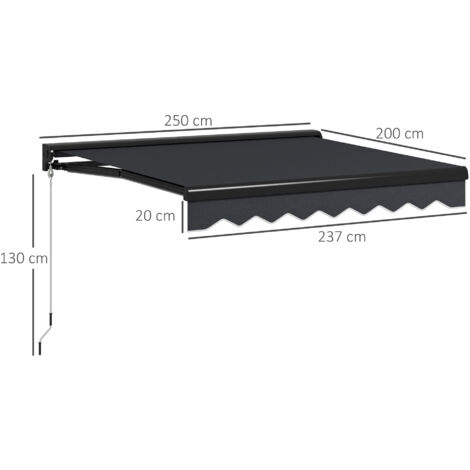 Outsunny Electric Awning with LED Light, Sun Canopies for Patio 2.5 x 2m