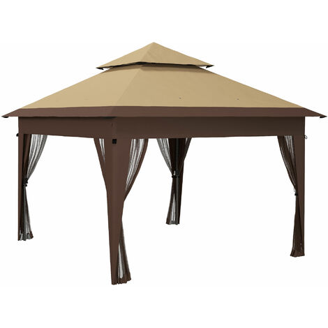 Outsunny 3 x 3(m) Pop Up Gazebo, Instant Shelter with Mosquito Netting Khaki