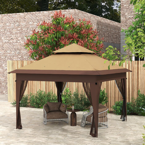 Outsunny 3 x 3(m) Pop Up Gazebo, Instant Shelter with Mosquito Netting Khaki