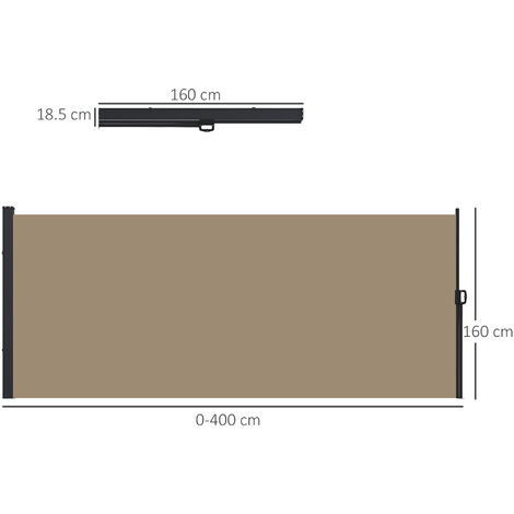 Outsunny Side Awning Retractable, Outdoor Privacy Screen, Khaki