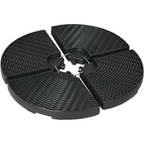 Outsunny 4PCs Parasol Bases Umbrella Weights w/ Handles for Garden Patio, Black (1/5)