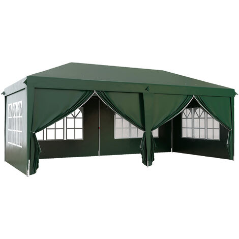 Outsunny 3 x 6m Pop Up Gazebo Party Tent Canopy Marquee with Storage Bag Green (1/5)