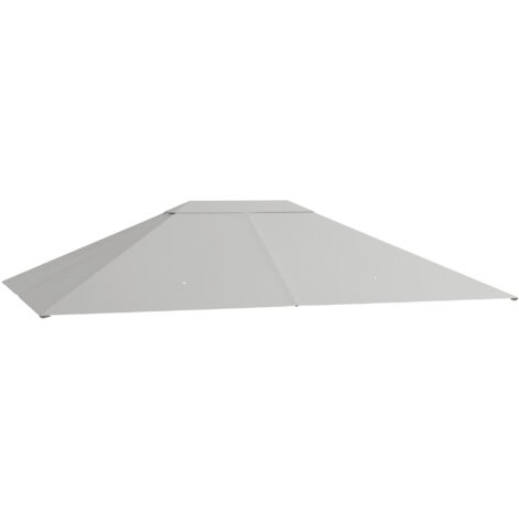 Outsunny 3 x 4m Gazebo Canopy Replacement Gazebo Roof Cover Light Grey