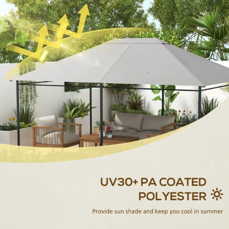 Outsunny 3 x 4m Gazebo Canopy Replacement Gazebo Roof Cover Light Grey