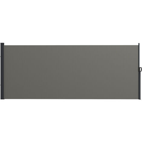 Outsunny Side Awning Retractable, Outdoor Privacy Screen, Dark Grey