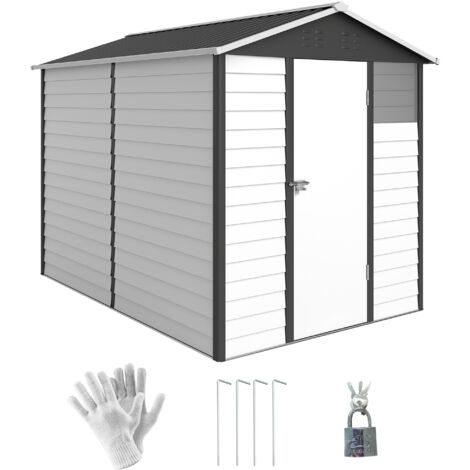 Outsunny 9'x6' Galvanised Metal Garden Shed Tool Storage Shed for Patio Grey