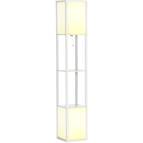 HOMCOM Shelf Floor Lamp with Dual Light, for Living Room, Bedroom White