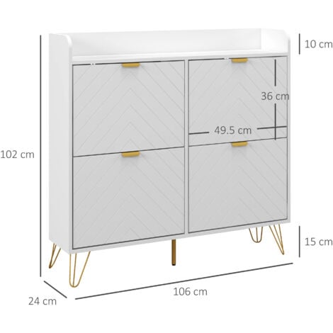 HOMCOM Narrow Shoe Storage Cabinet with 4 Flip Drawers for 16 Pairs of Shoes