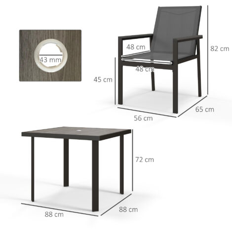 Outsunny Garden Dining Set, Outdoor Table and Chairs, Grey 5 PCs Set