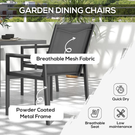 Outsunny Garden Dining Set, Outdoor Table and Chairs, Grey 5 PCs Set