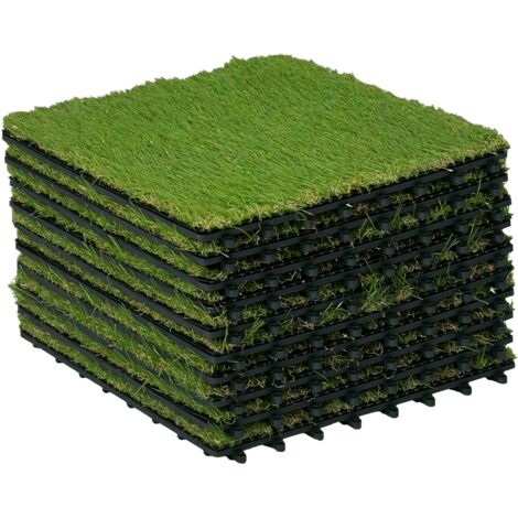 Outsunny 10 PCs 30 x 30cm Artificial Grass Turf Carpet with 25mm Pile Height (1/5)