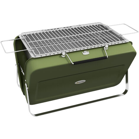 Outsunny Portable BBQ Grill with Suitcase Design for Camping Picnic Party Green (1/5)